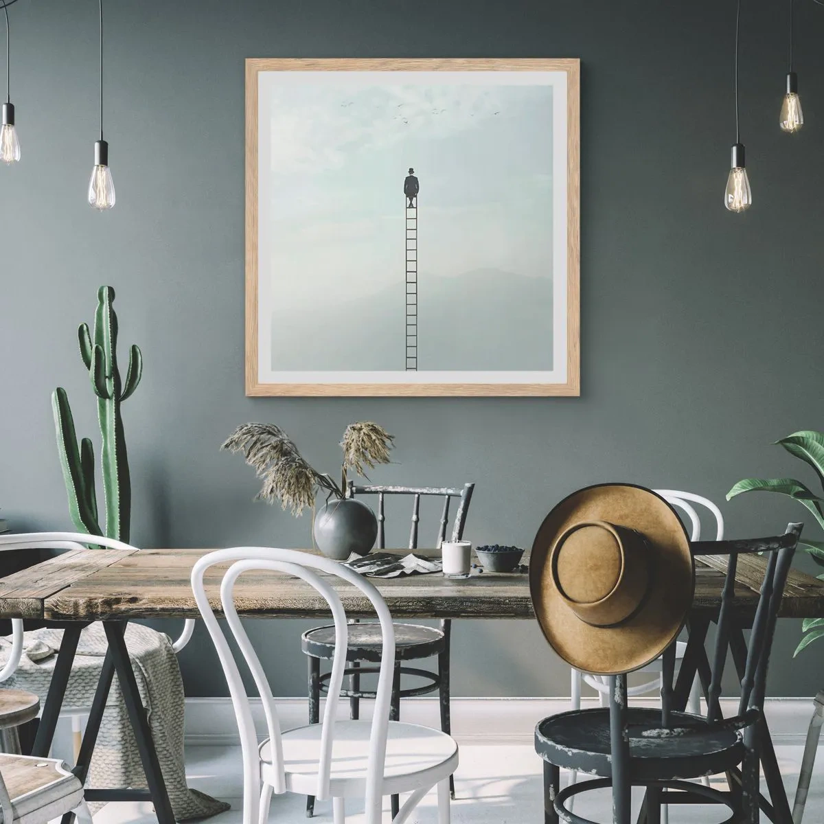 Affiche dans un chêne clair - Poster - Se soulever au-dessus - 40x40 cm