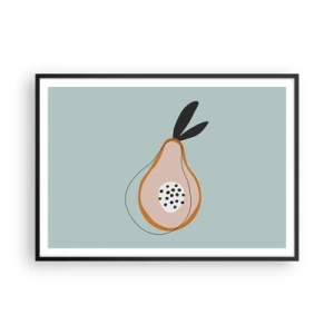 Affiche dans un cadre noir - Poster - Poire abstraite sur fond clair - 100x70cm - Pénétrer la nature des choses - Décoration murale moderne pour le salon et la chambre ARTTOR