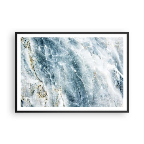 Affiche dans un cadre noir - Poster - Texture de marbre dans des tons de bleu et de blanc - 100x70cm - Monde de glace - Décoration murale moderne pour le salon et la chambre ARTTOR