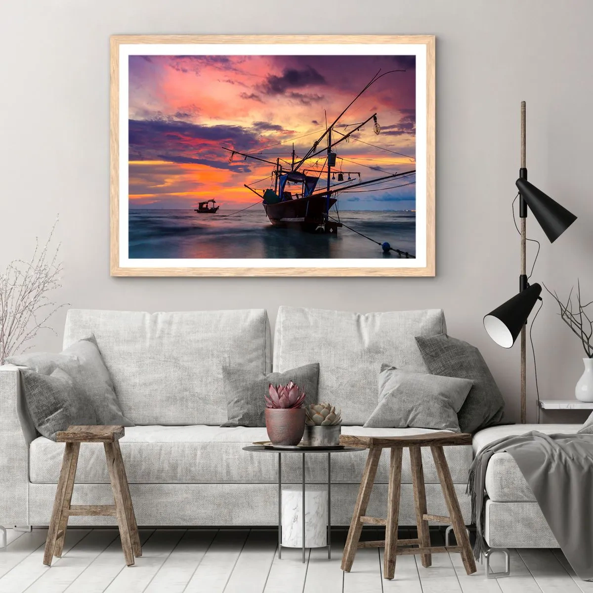 Affiche dans un chêne clair - Poster - Soirée exotique - 50x40 cm