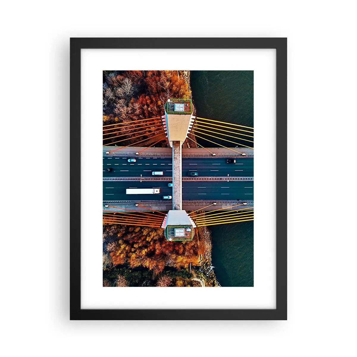 Affiche dans un cadre noir - Poster - Au dessus de l'eau et de la forêt - 30x40 cm