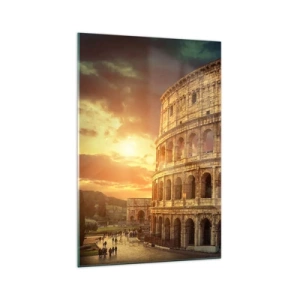 Impression sur verre - Image sur verre - Le Colisée de Rome au coucher du soleil - 70x100cm - Une impression colossale - Décoration murale moderne pour le salon et la chambre ARTTOR