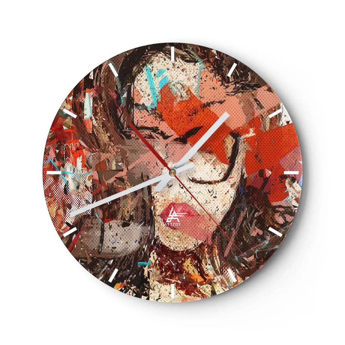 Horloge murale - Pendule murale - Portrait abstrait d'une femme aux couleurs intenses - 30x30cm - Personne ne sait ce que tu es vraiment - Décoration murale moderne pour le salon, la cuisine et la chambre ARTTOR