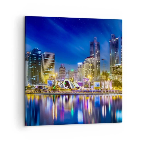 Impression sur toile - Image sur toile - Nuit arc-en-ciel de la métropole - 60x60 cm
