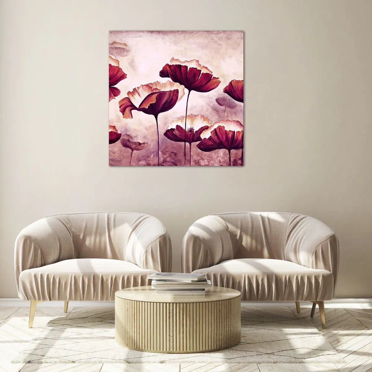 Impression sur verre - Image sur verre - Pétale rouge et blanc - 50x50 cm