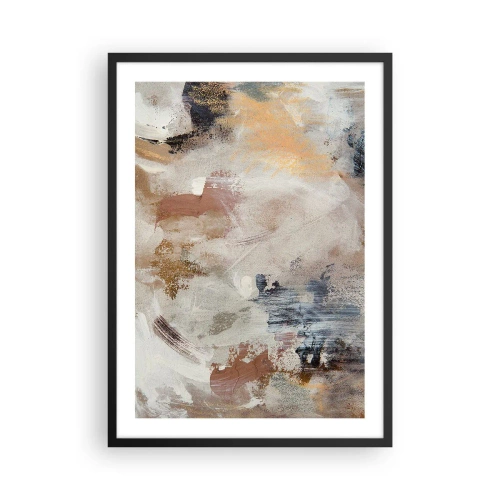 Affiche dans un cadre noir - Poster - Une composition abstraite aux couleurs chaudes et terreuses. - 50x70cm - Abstraction brumeuse - Décoration murale moderne pour le salon et la chambre ARTTOR