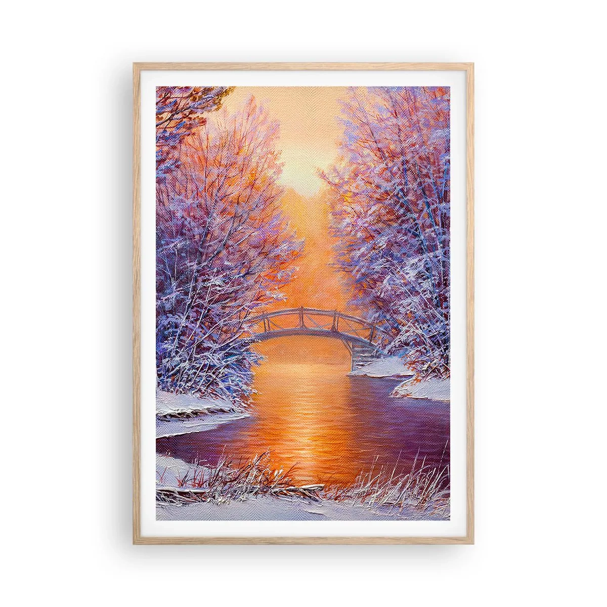 Affiche dans un chêne clair - Poster - On se rencontre ici - 70x100 cm