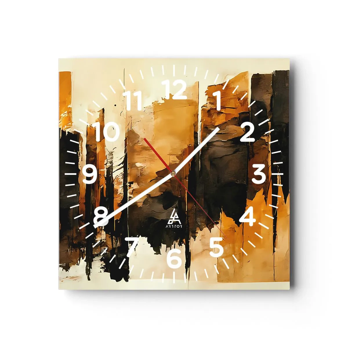 Horloge murale - Pendule murale - Harmonie de noir et d'or - 30x30 cm