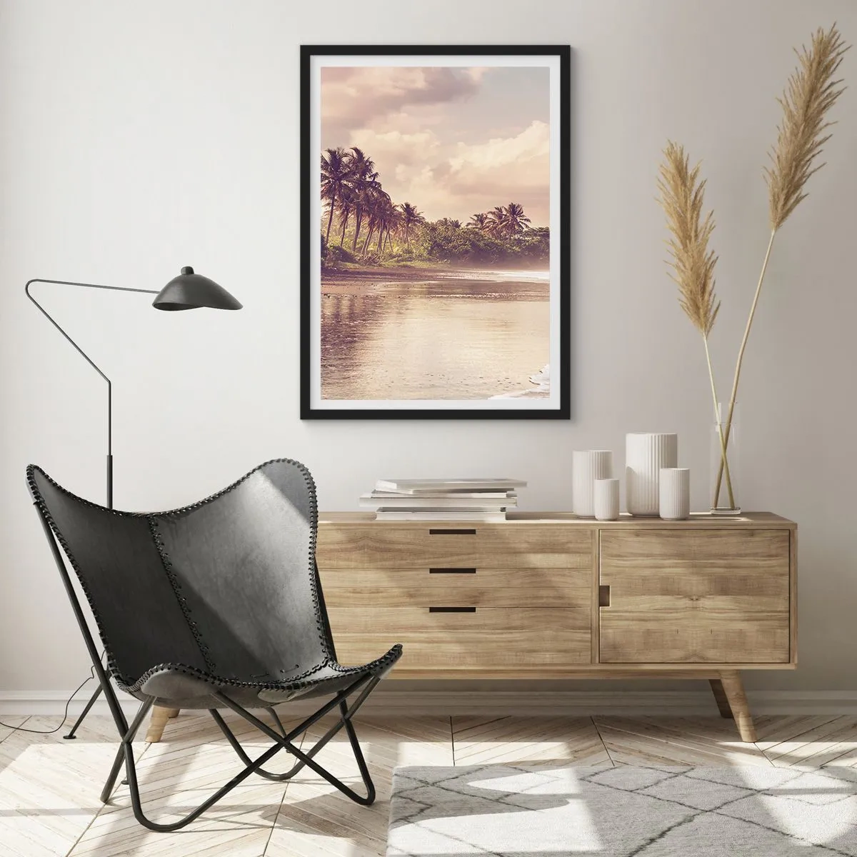 Affiche dans un cadre noir - Poster - La caresse des vagues - 70x100 cm