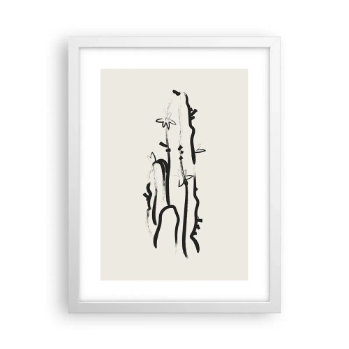 Affiche dans un cadre blanc - Poster - Herbe à fleurs - 30x40 cm