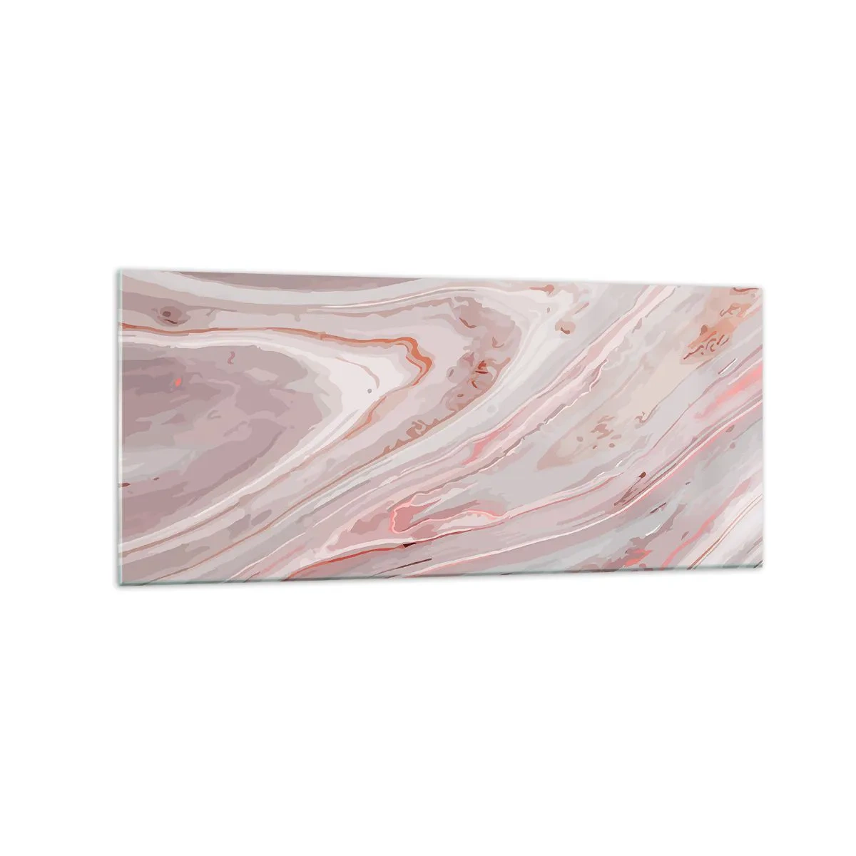 Impression sur verre - Image sur verre - Vagues abstraites dans des tons délicats de rose et de beige - 120x50cm - Rose liquide - Décoration murale moderne pour le salon et la chambre ARTTOR