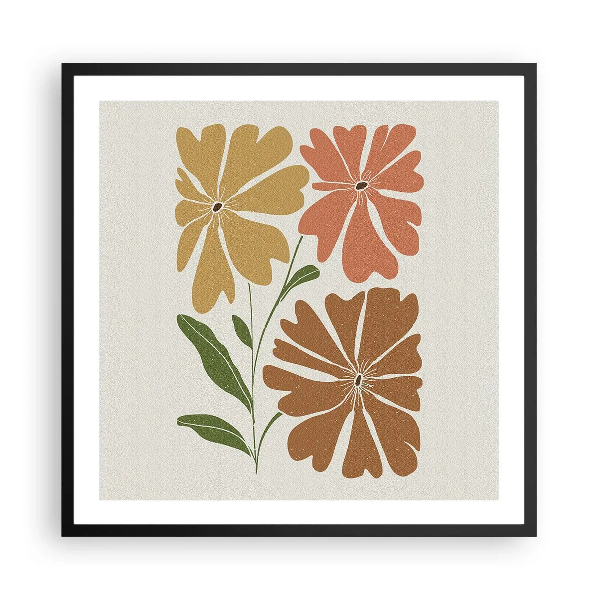 Affiche dans un cadre noir - Poster - Nature et géométrie - 60x60 cm