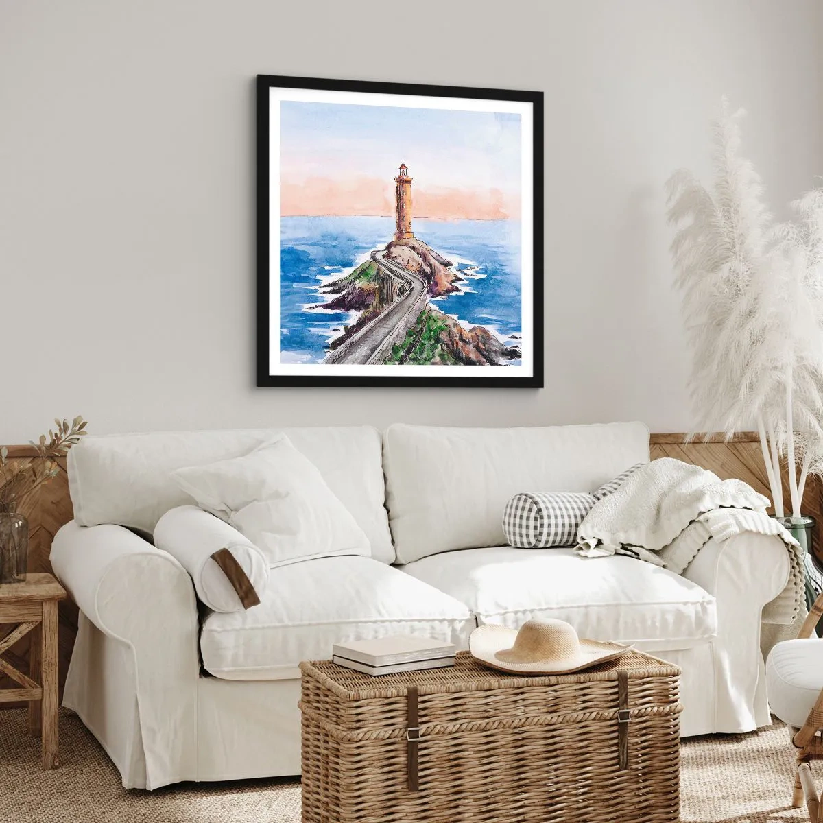 Affiche dans un cadre noir - Poster - Face à la mer - 30x30 cm