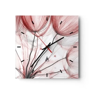 Horloge murale - Pendule murale - Fleurs délicates dans des tons de rouge sur fond clair - 30x30cm - Avant le départ - Décoration murale moderne pour le salon et la chambre ARTTOR
