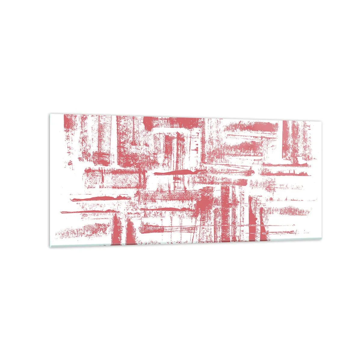 Impression sur verre - Image sur verre - Textures roses abstraites sur fond blanc - 120x50cm - La ville rouge - Décoration murale moderne pour le salon et la chambre ARTTOR