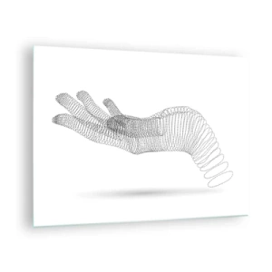 Impression sur verre - Image sur verre - Graphique minimaliste d'une main faite de points - 70x50cm - La main ressort - Décoration murale moderne pour le salon et la chambre ARTTOR