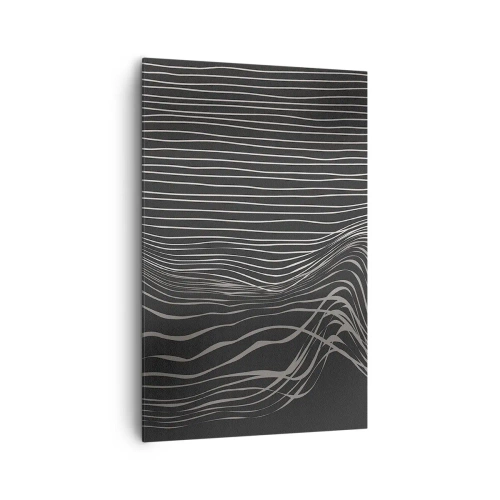 Impression sur toile - Image sur toile - Lignes blanches sur fond gris foncé dans un arrangement abstrait - 80x120cm - Rythme et accent - Décoration murale moderne pour le salon et la chambre ARTTOR