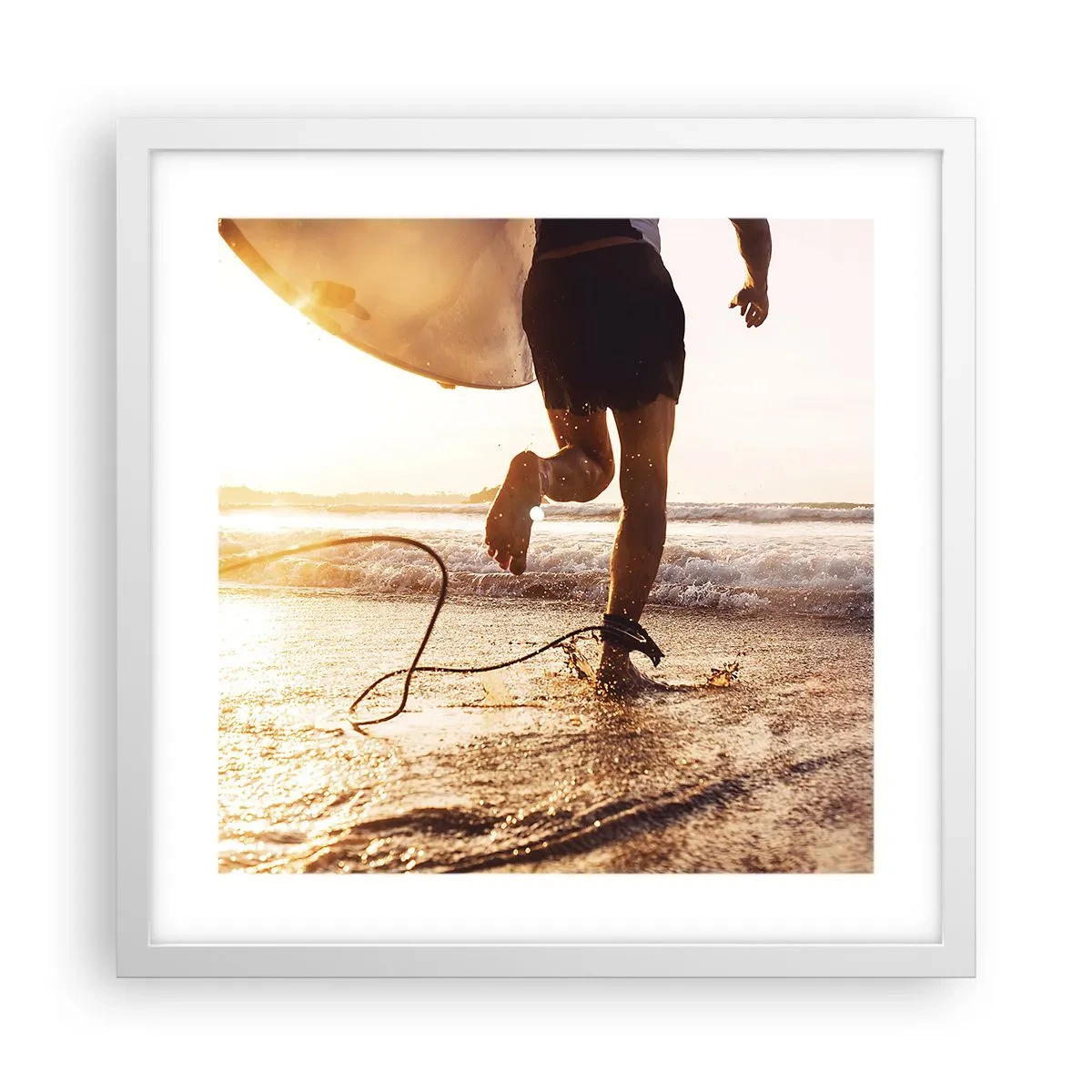 Affiche dans un cadre blanc - Poster - A la rencontre des vagues - 40x40 cm