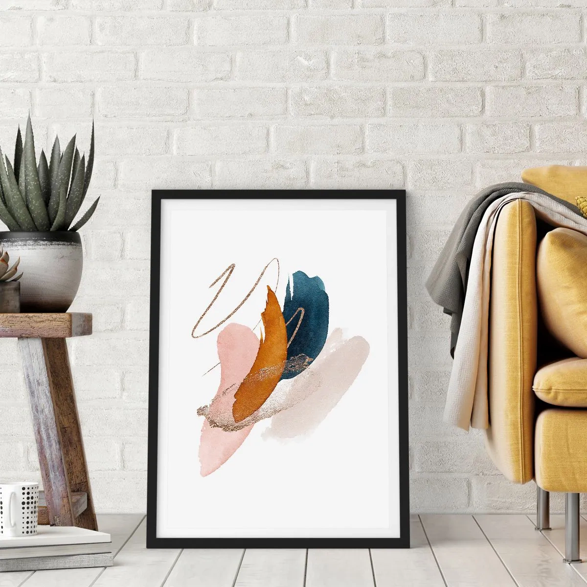 Affiche dans un cadre noir - Poster - Composition ailée - 61x91 cm