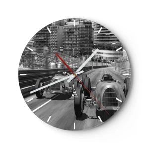 Horloge murale - Pendule murale - Course de voitures anciennes dans les rues de Monte-Carlo - 30x30cm - Il y a longtemps à Monté Carlo - Décoration murale moderne pour le salon, la cuisine et la chambre ARTTOR