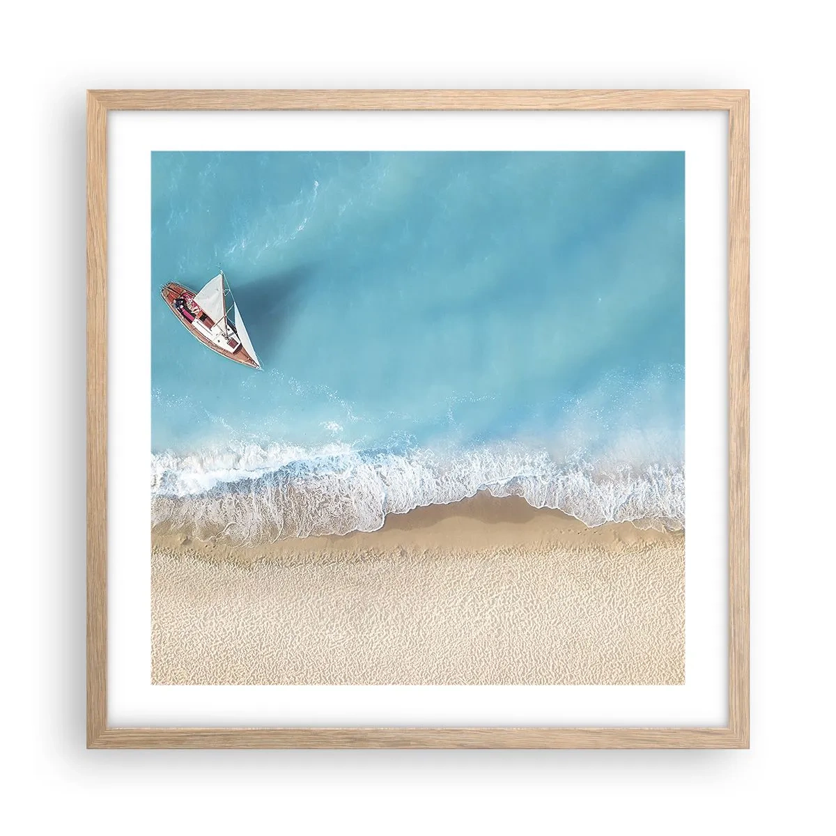 Affiche dans un chêne clair - Poster - A la frontière de l'azur et de l'or - 50x50 cm