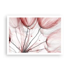 Affiche - Poster - Fleurs délicates dans des tons de rouge sur fond clair - 100x70cm - Avant le départ - Décoration murale moderne pour le salon et la chambre ARTTOR