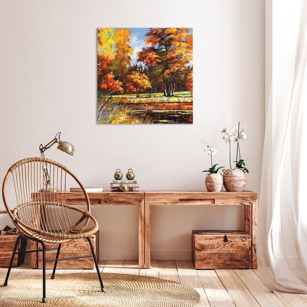 Impression sur toile - Image sur toile - Paysage en or et bronze - 40x40 cm