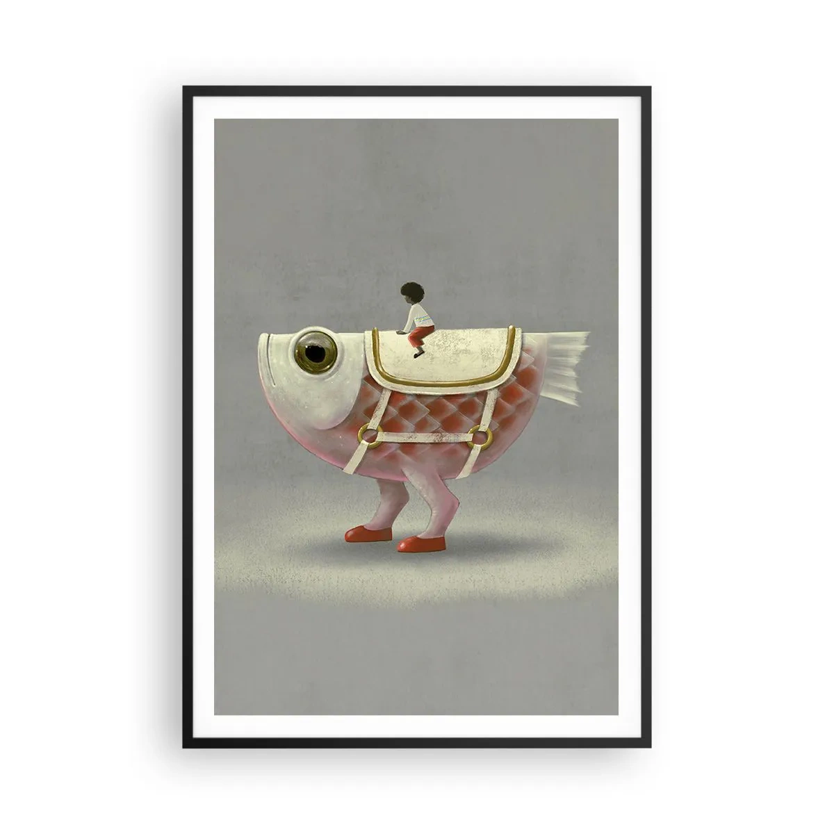 Affiche dans un cadre noir - Poster - Le cavalier poisson - 70x100 cm