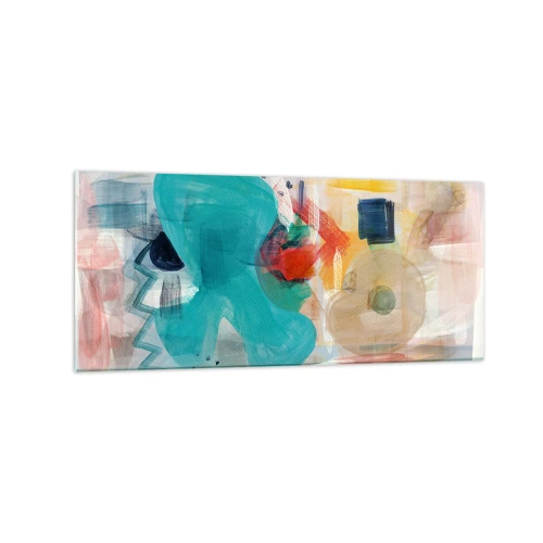 Impression sur verre - Image sur verre - Les formes et les couleurs abstraites créent une composition dynamique - 120x50cm - Jeu de couleurs - Décoration murale moderne pour le salon et la chambre ARTTOR