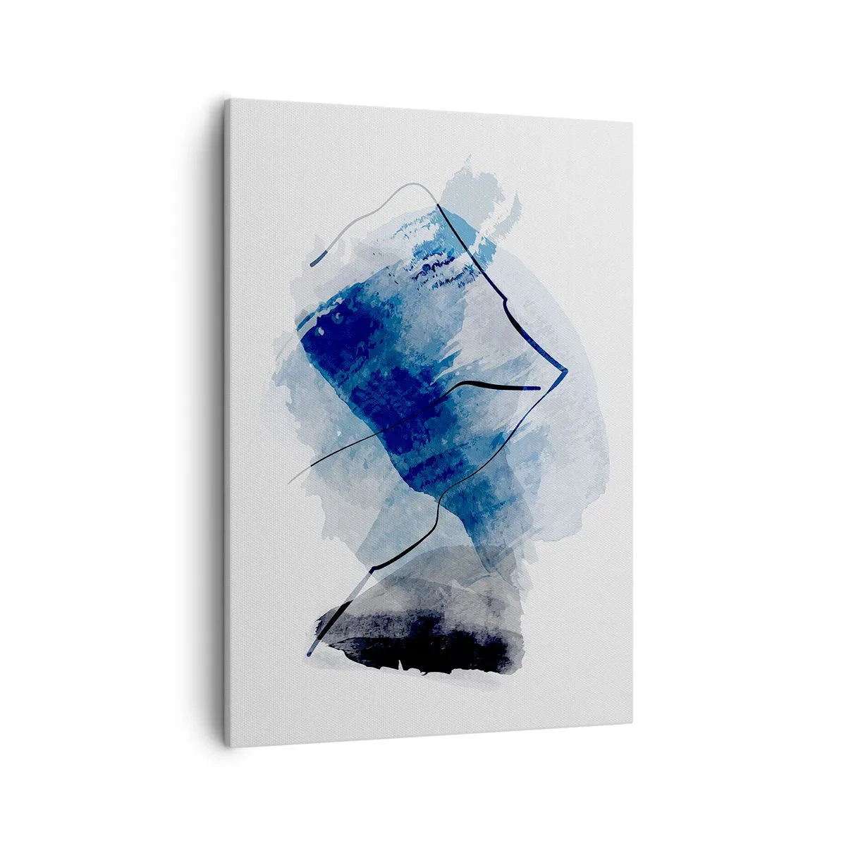 Impression sur toile - Image sur toile - Formes abstraites dans des tons de bleu avec des lignes délicates - 50x70cm - Montagne de glace - Décoration murale moderne pour le salon et la chambre ARTTOR