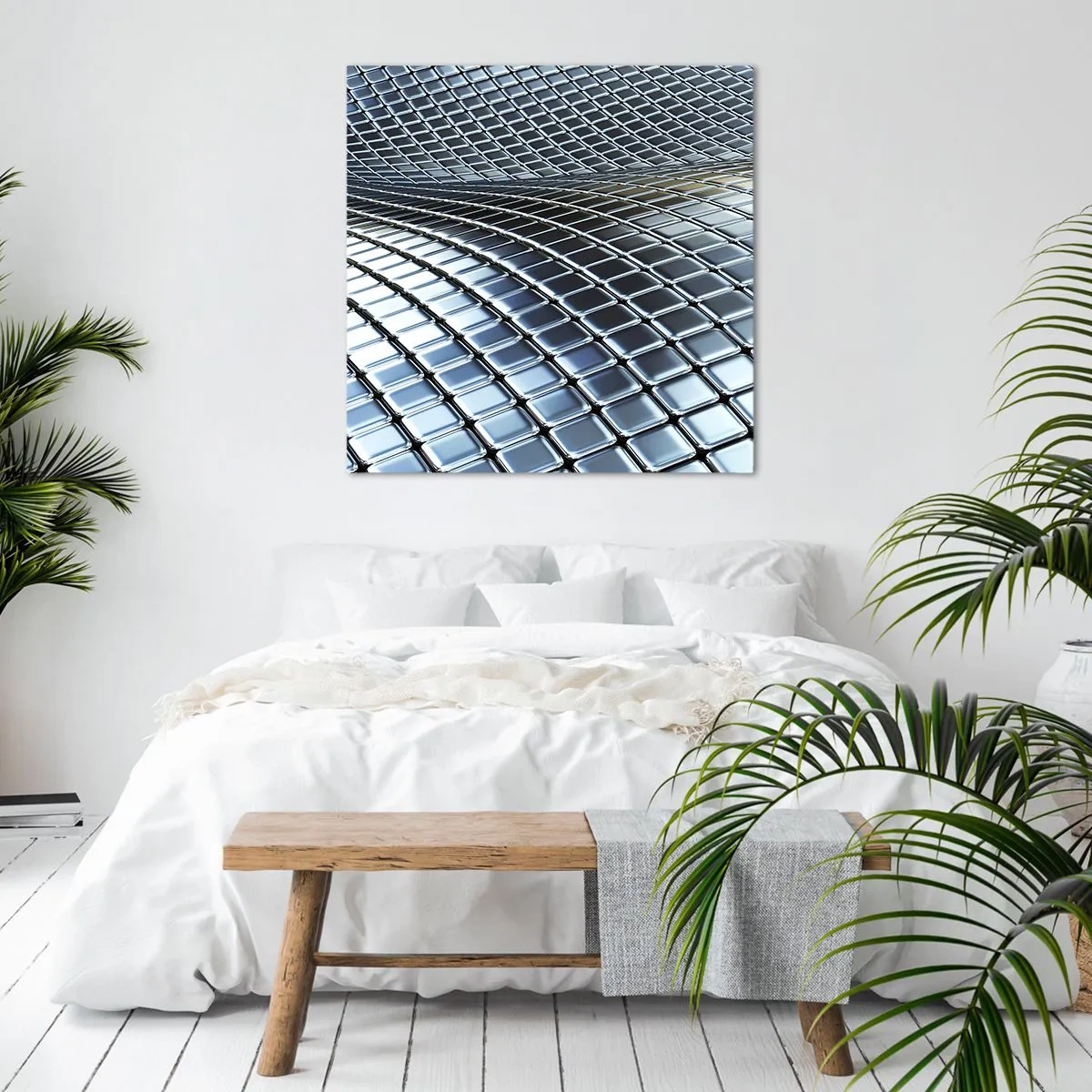 Impression sur toile - Image sur toile - Vague argent métallique - 70x70 cm