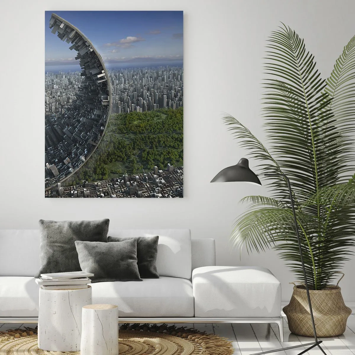 Impression sur verre - Image sur verre - Une ville avec un effet spectaculaire de réfraction spatiale - 50x70cm - La nature est éternelle - Décoration murale moderne pour le salon et la chambre ARTTOR