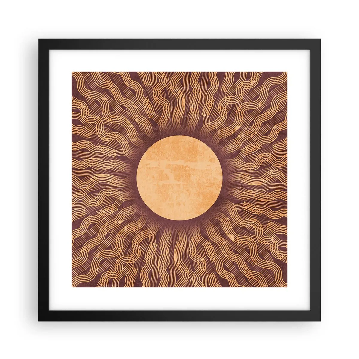 Affiche dans un cadre noir - Poster - Icône du soleil - 40x40 cm