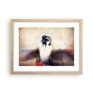 Affiche dans un chêne clair - Poster - Lignes lisses, formes ovales - 40x30 cm