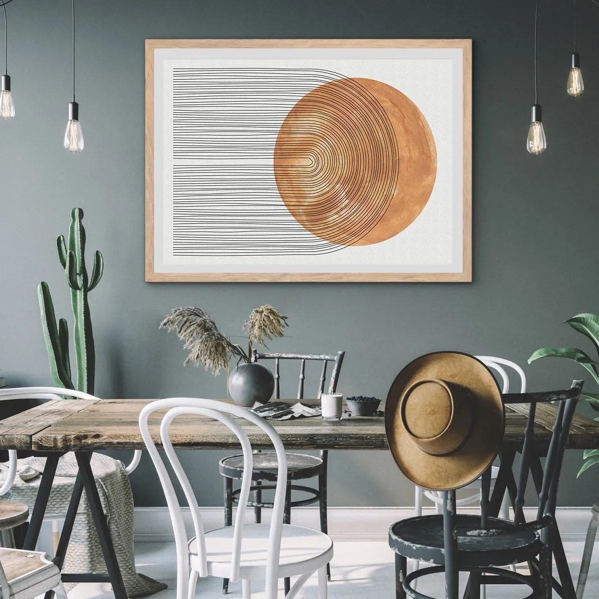 Affiche dans un chêne clair - Poster - Composition solaire - 91x61 cm