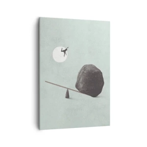 Impression sur toile - Image sur toile - Une scène symbolique avec une figure et un équilibre sur un ciel lumineux. - 50x70cm - Réalisation de ses rêves - Décoration murale moderne pour le salon et la chambre ARTTOR