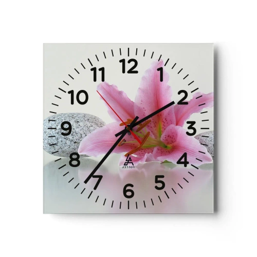 Horloge murale - Pendule murale - Étude de rose, gris et blanc - 30x30 cm
