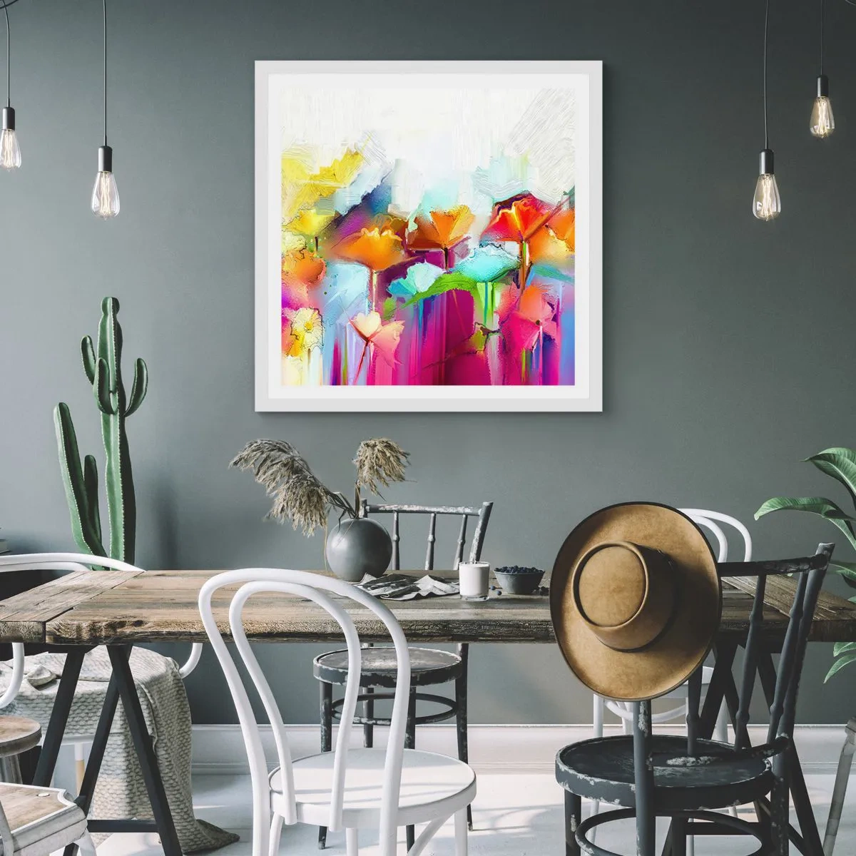 Affiche dans un cadre blanc - Poster - L'arc-en-ciel s'est épanoui - 60x60 cm