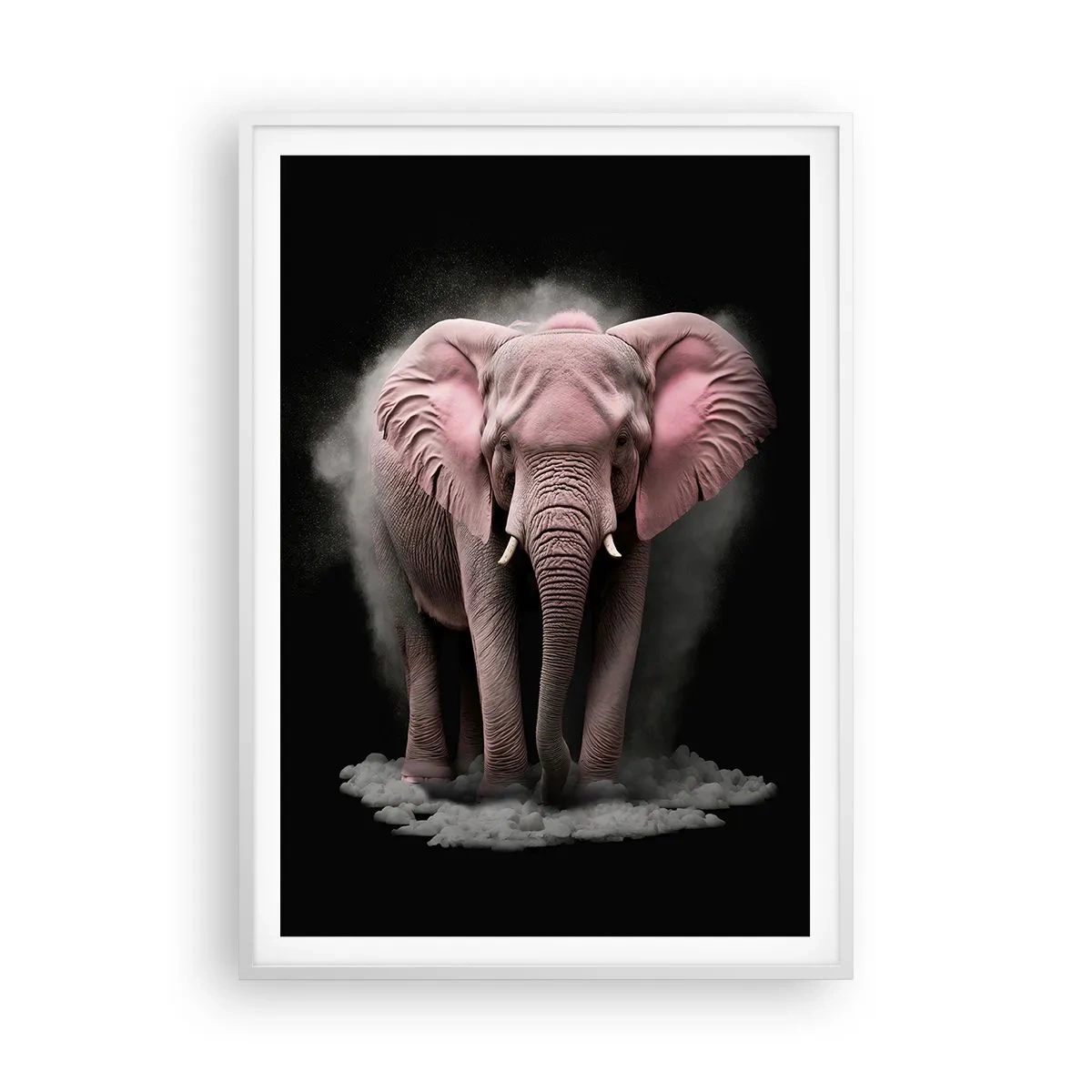 Affiche dans un cadre blanc - Poster - Ne pensez pas à un éléphant rose ! - 70x100 cm