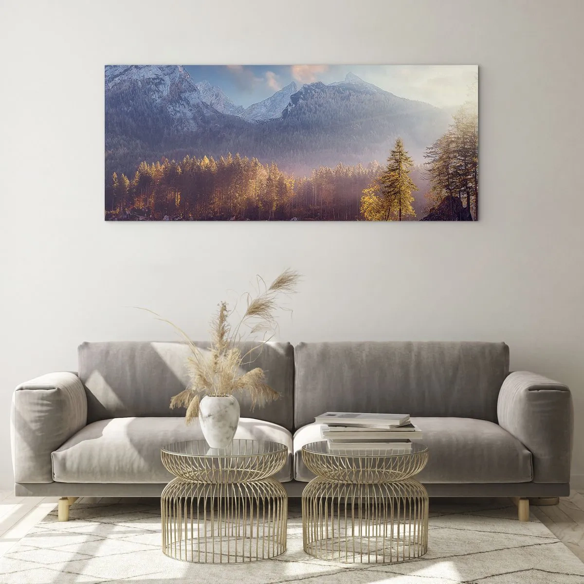 Impression sur verre - Image sur verre - Dans les montagnes et les vallées - 100x40 cm