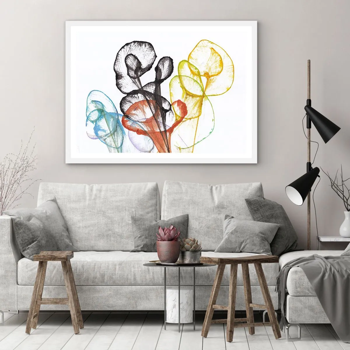 Affiche dans un cadre blanc - Poster - Fleurs avec une âme - 70x50 cm