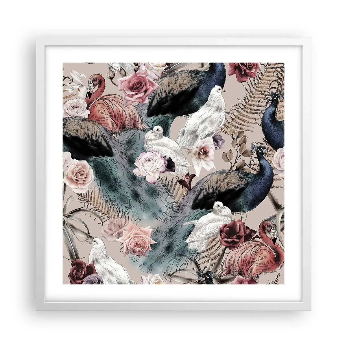 Affiche dans un cadre blanc - Poster - Dans un jardin de palace - 50x50 cm