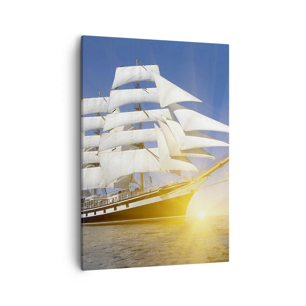 Impression sur toile - Image sur toile - Un voilier en mer à la lumière du soleil couchant - 50x70cm - Leur temps ne passera jamais - Décoration murale moderne pour le salon et la chambre ARTTOR