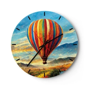 Horloge murale - Pendule murale - Un ballon coloré sur un paysage de montagne au lever du soleil - 30x30cm - Dans le silence on voit mieux - Décoration murale moderne pour le salon, la cuisine et la chambre ARTTOR