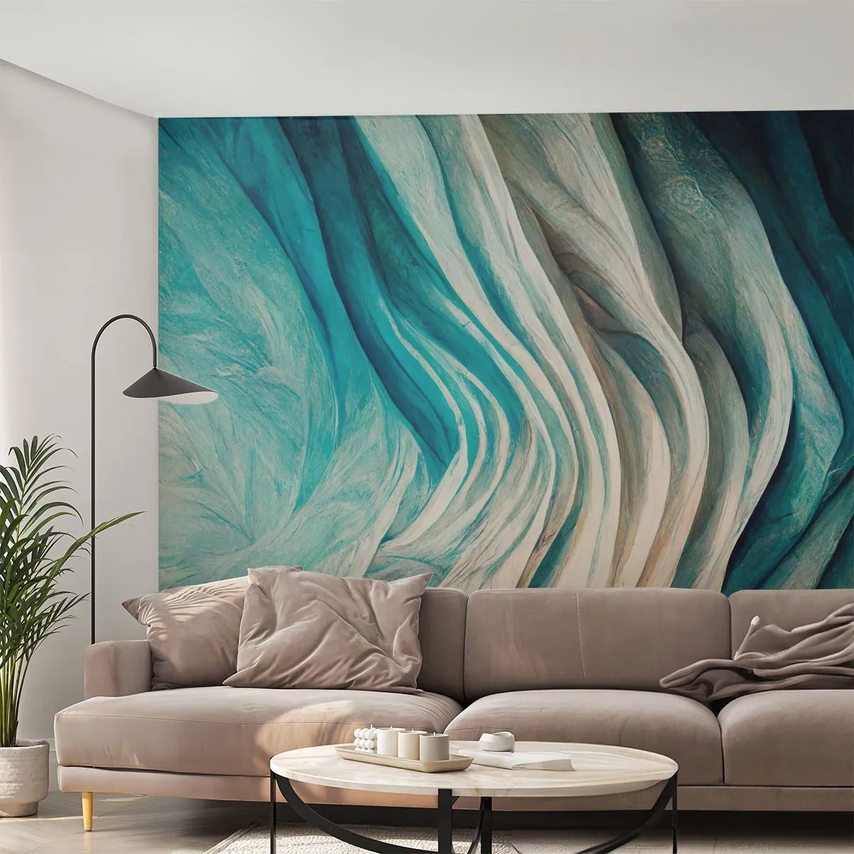 Papier Peint Autocollant Deluxe Sticker - Insatiabilité bleue - Morceau, 3D, Abstraction - 300x210 cm