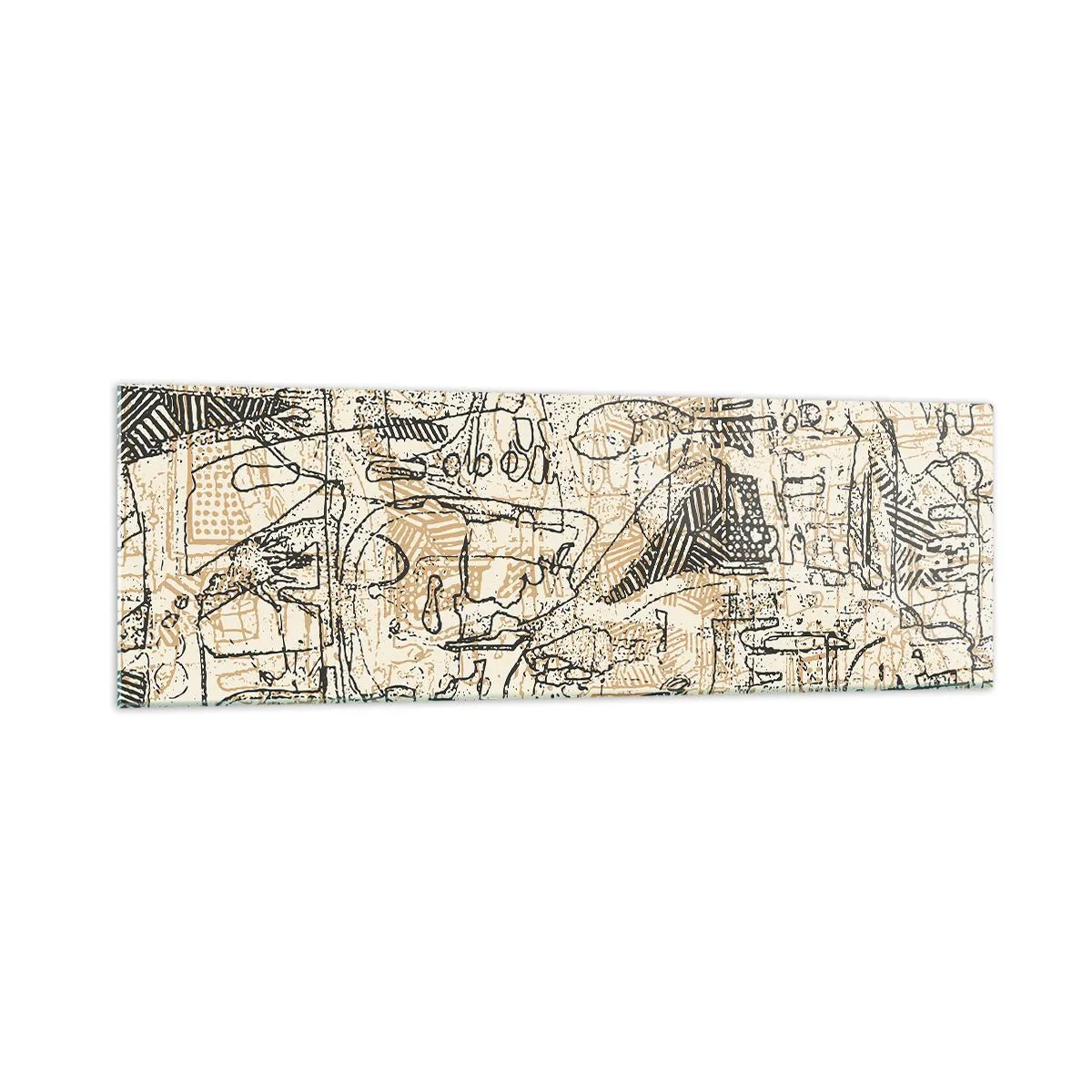 Impression sur verre - Image sur verre - Motifs abstraits et lignes sur fond beige - 160x50cm - Il attend d'être décodé - Décoration murale moderne pour le salon et la chambre ARTTOR