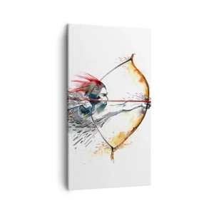 Impression sur toile - Image sur toile - Guerrier mythique avec un arc de feu - 45x80 cm