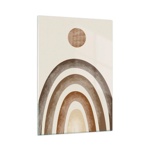 Impression sur verre - Image sur verre - Rayures et cercles abstraits dans des tons de marron - 50x70cm - Dans une galaxie lointaine - Décoration murale moderne pour le salon et la chambre ARTTOR