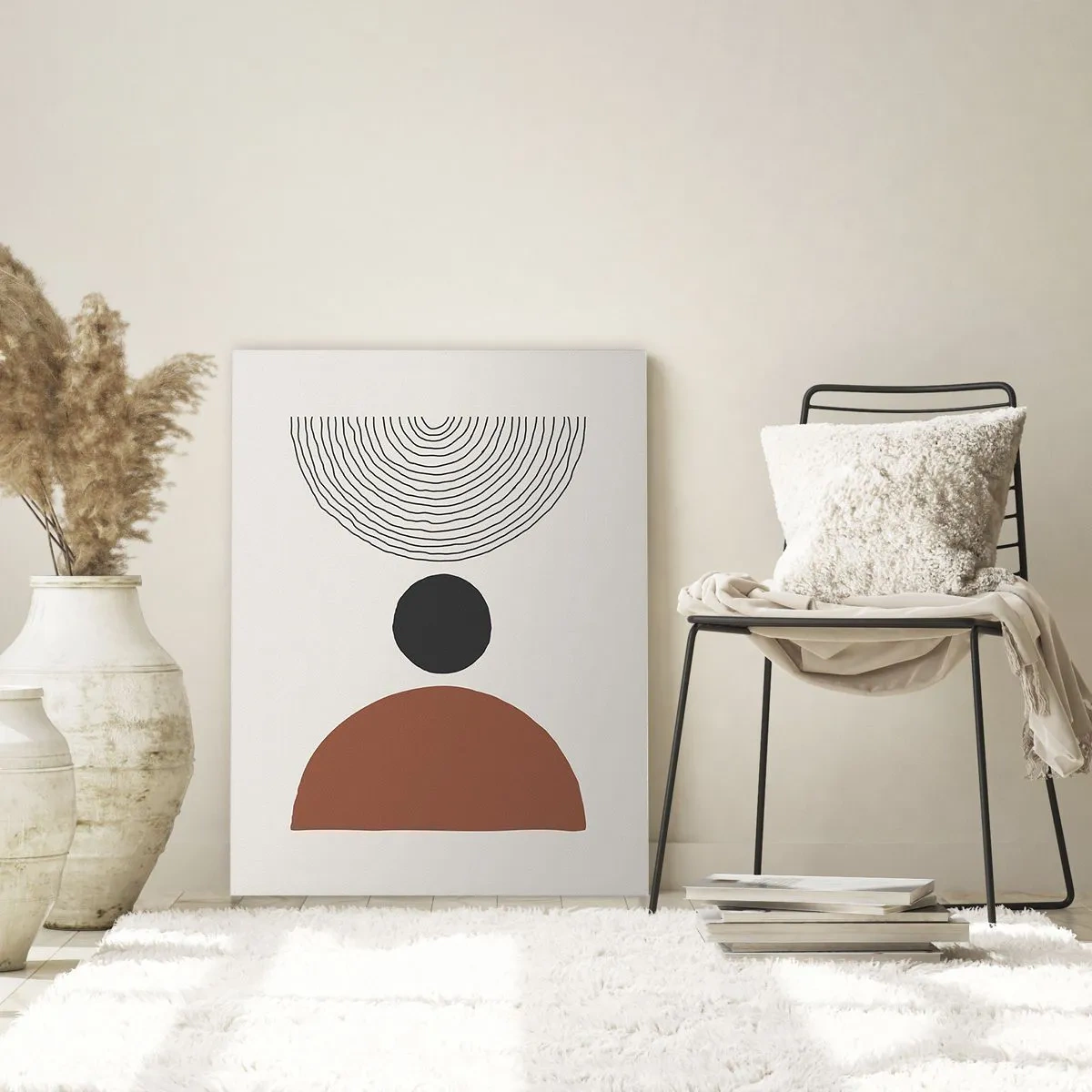 Impression sur verre - Image sur verre - Formes géométriques abstraites sur fond clair - 50x70cm - Au centre de l'attention - Décoration murale moderne pour le salon et la chambre ARTTOR