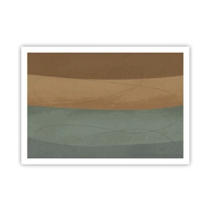 Affiche - Poster - Composition abstraite dans des tons de terre naturels - 100x70cm - Composition horizontale - Décoration murale moderne pour le salon et la chambre ARTTOR